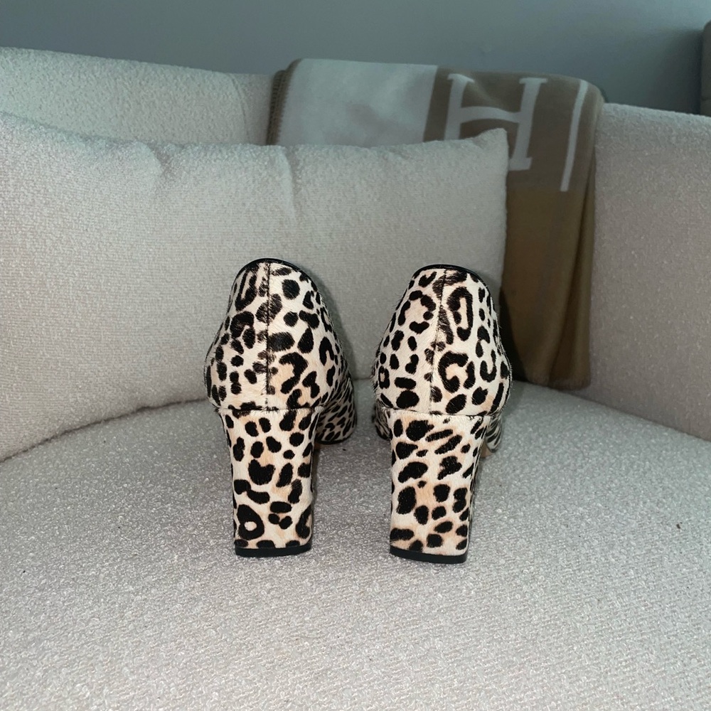 Marc Fisher Calf Hair Leopard Black Heel Pointed Toe Heels - Picture 3 of 10